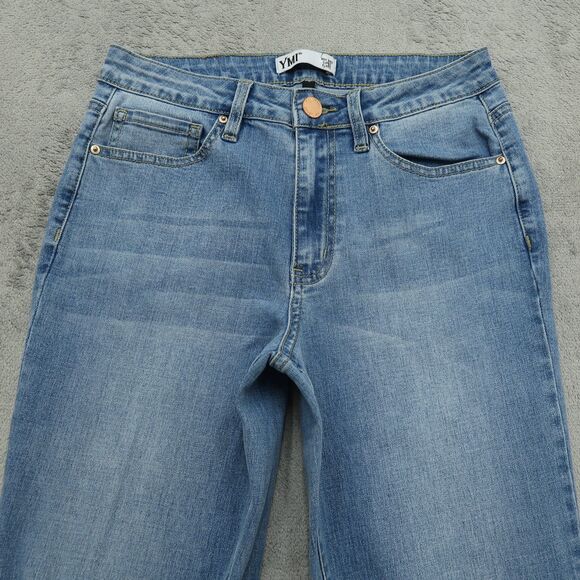 YMI Jeans Junior's Size 5 Blue High-Rise Super Flare Denim 32" Inseam Distressed - Picture 13 of 16